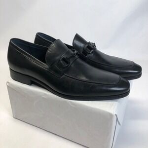 Blake McKay Mens Black Leather Loafers Dress Shoes Square Toe‎